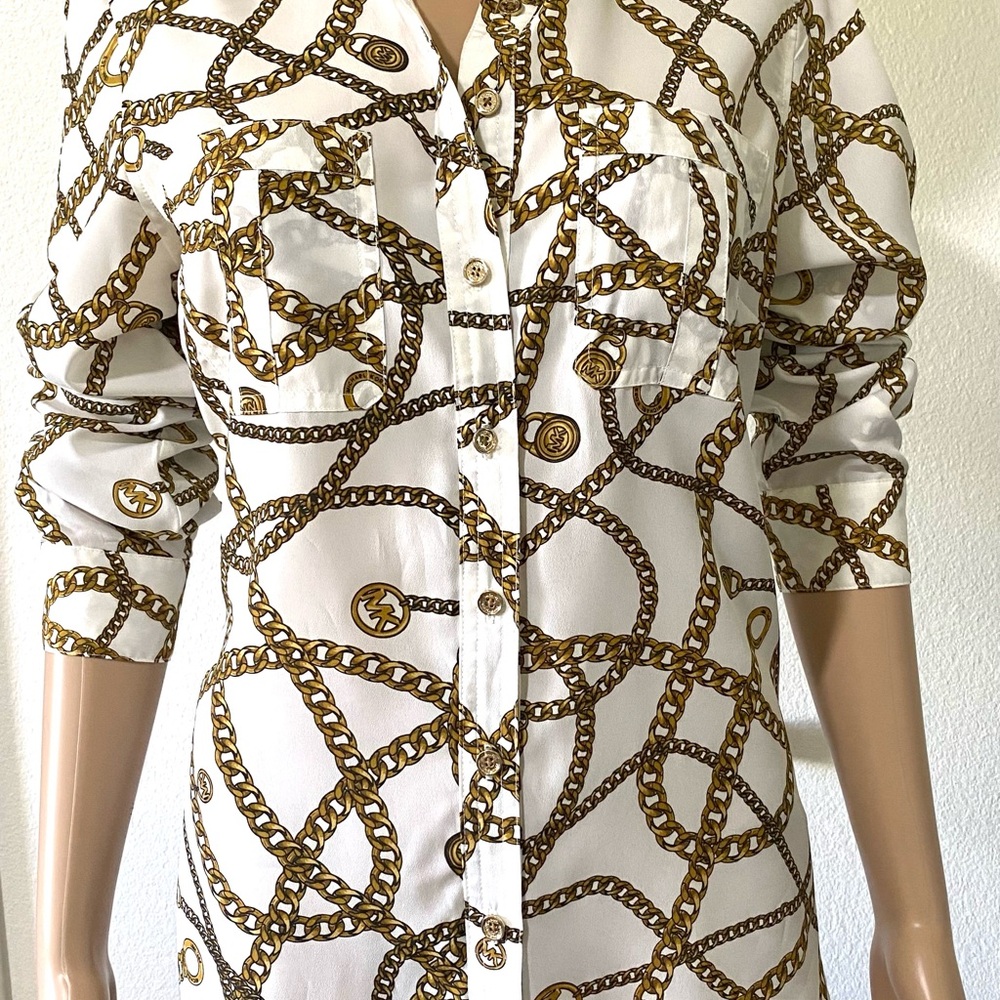 Michael Kors Gold Chain Pattern Blouse